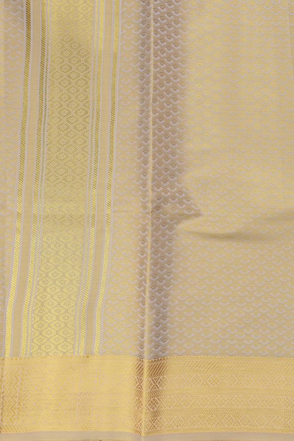 Tissue Beige Art Silk Dhoti With Shirt Material
