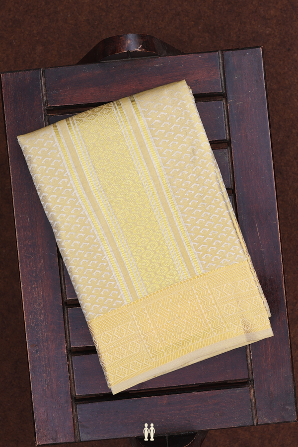 Tissue Beige Art Silk Dhoti With Shirt Material