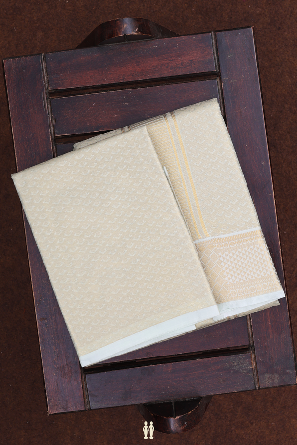 Tissue Green Silk Dhoti With Shirt Material
