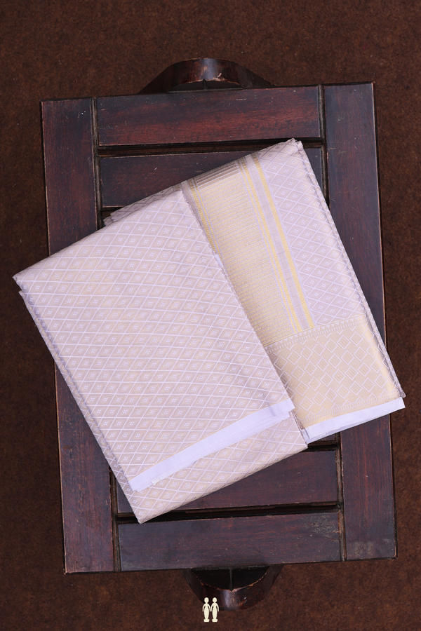 Tissue Pastel Purple Silk Dhoti With Shirt Material