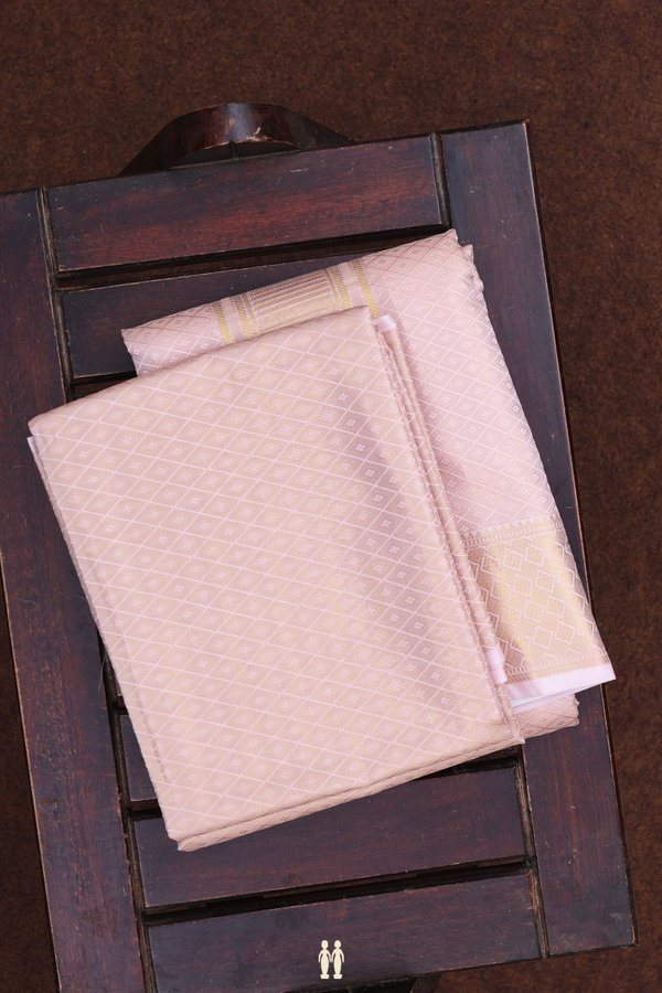 Tissue Pink Silk Dhoti With Shirt Material