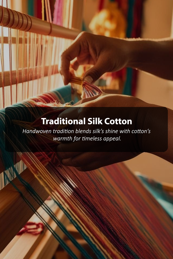 Silk Cotton Saree In Navy Blue With Contrast Border