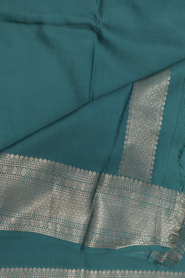 Traditional Border Pine Green Silk Dhoti