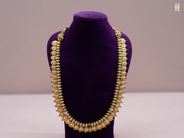Traditional Lakshmi Coin Gold Plated Silver Long Necklace
