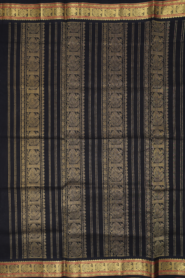 Silk Cotton Saree In Biscuit Color With Peacock Border