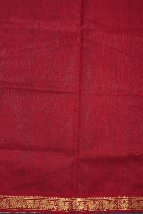 Traditional Silk Cotton Saree In Green With Peacock Border