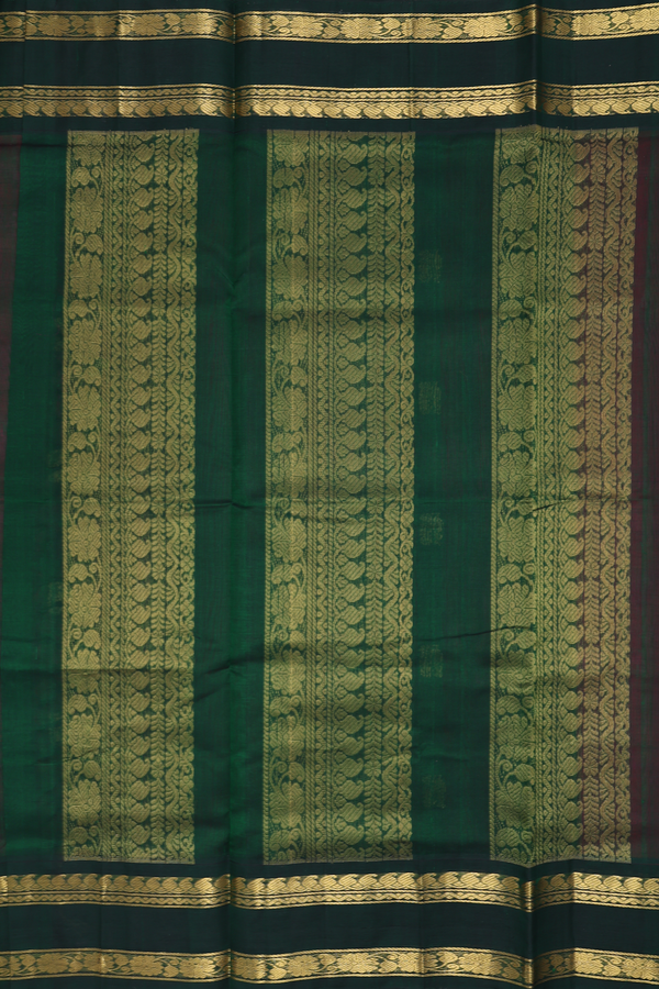 Traditional Silk Cotton Saree In Magenta With Peacock Buttas