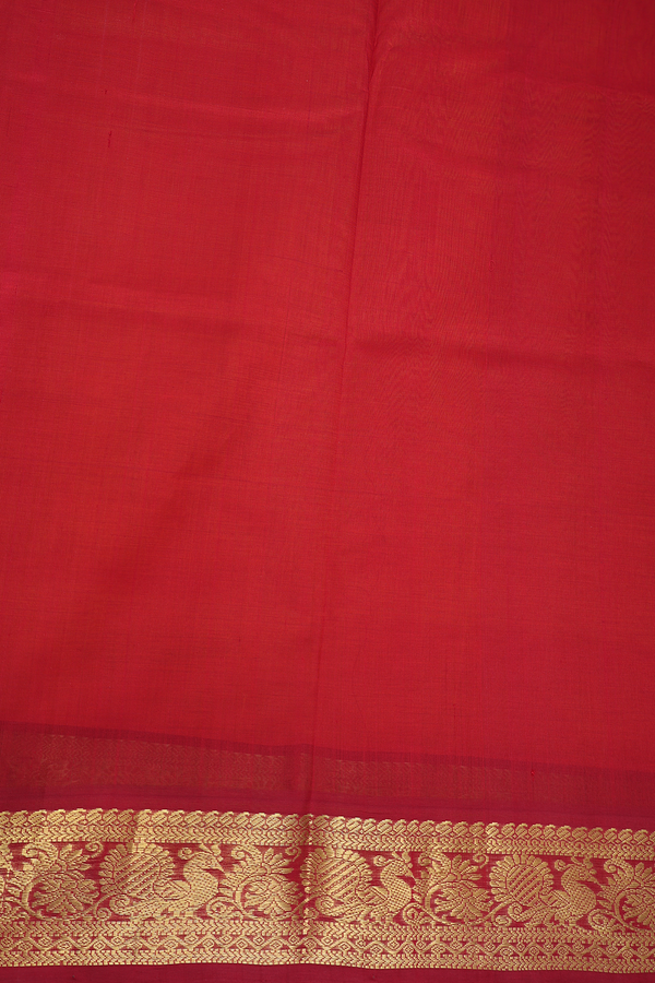 Traditional Silk Cotton Saree In Orange With Zari Buttas