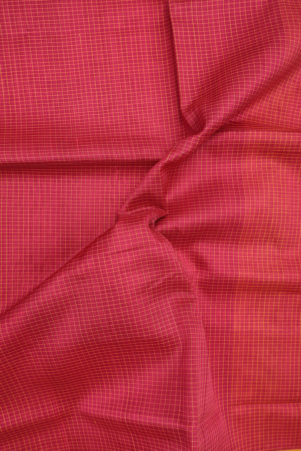 Traditional Silk Cotton Saree In Pink With Checks Design