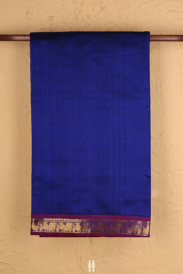 Silk Cotton In Saree Royal Blue With Peacock Border