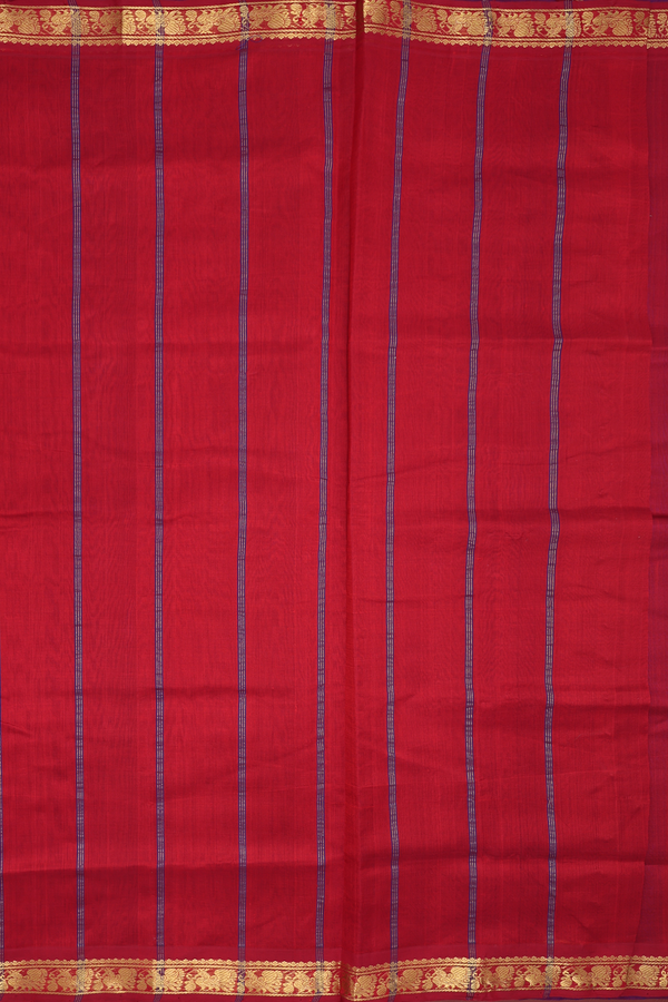 Silk Cotton In Saree Royal Blue With Peacock Border