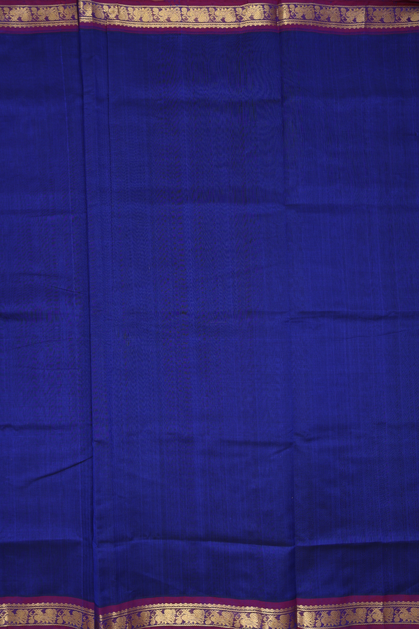 Silk Cotton In Saree Royal Blue With Peacock Border
