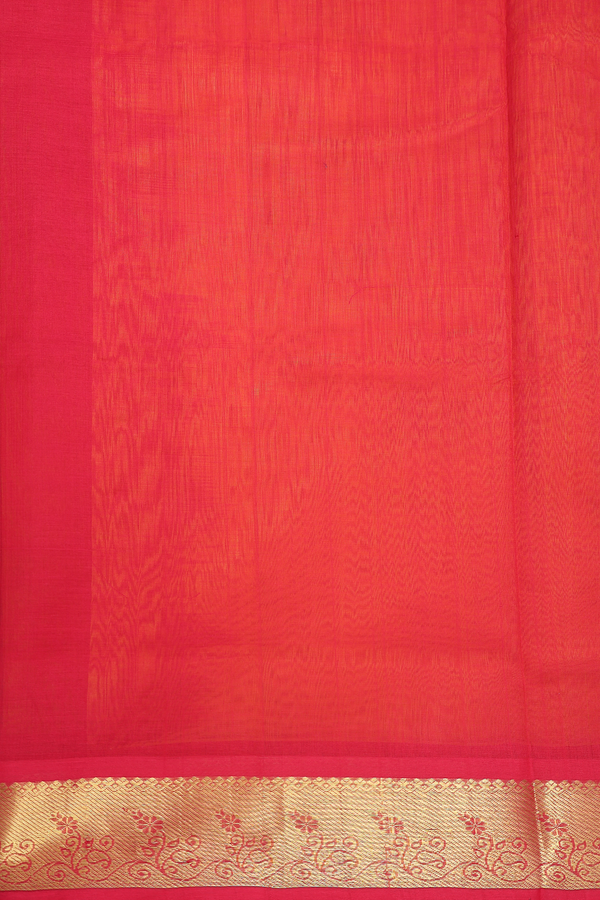 Traditional Silk Cotton Saree Royal Orange With Rudraksh Buttas