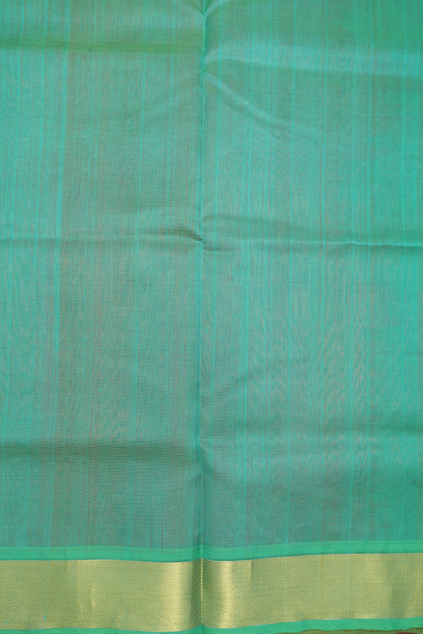 Silk Cotton Saree In Vermillion Red With Rudraksh Buttas