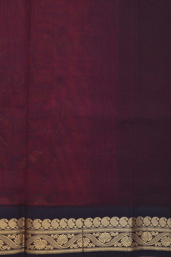 Traditional Silk Cotton Saree Coral Red With Printed Design