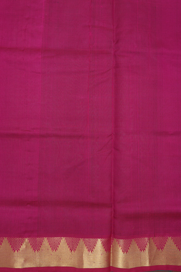 Traditional Silk Cotton Saree Emerald Green With Zari Buttas