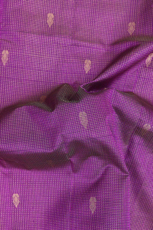 Traditional Silk Cotton Saree Grape Purple With Checks Design