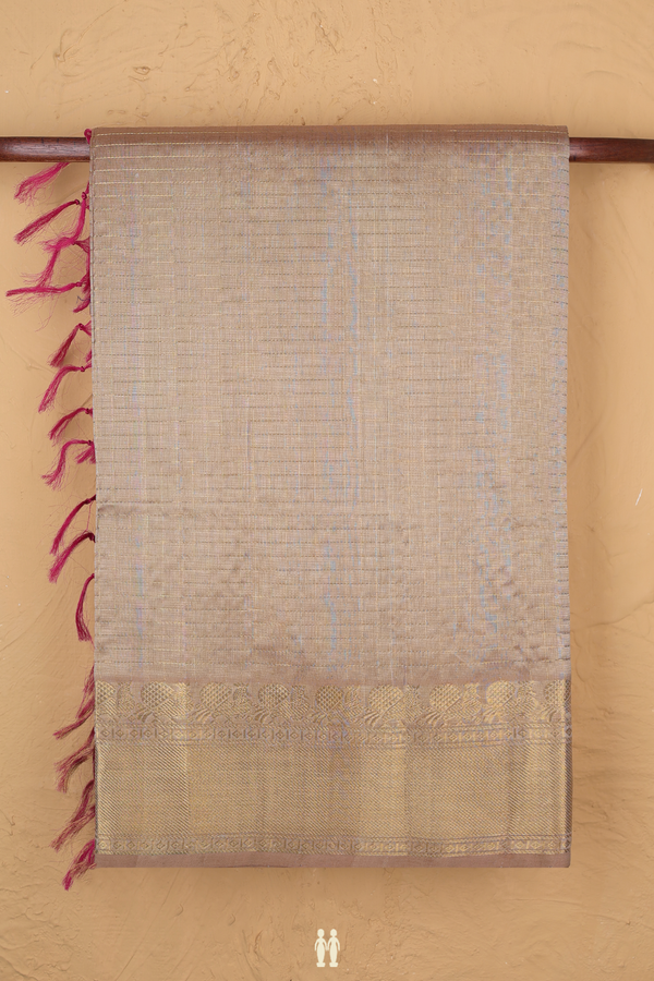 Traditional Silk Cotton Saree In Beige With Checks Design