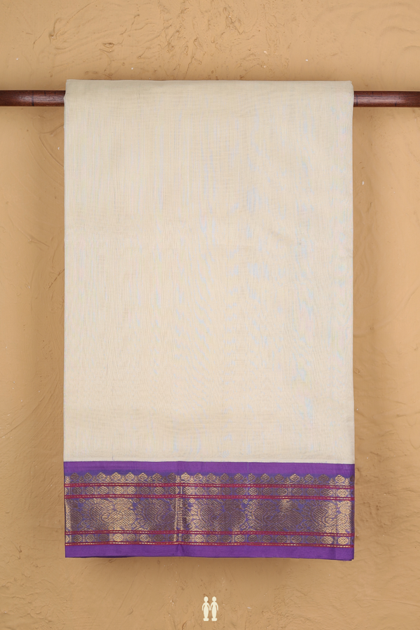 Traditional Silk Cotton Saree In Beige With Contrast Border
