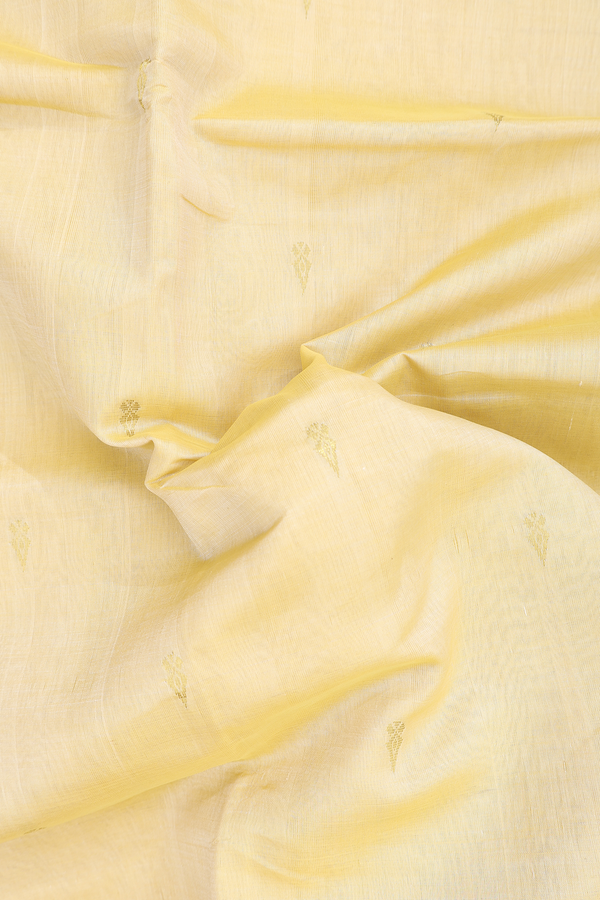 Traditional Silk Cotton Saree In Beige With Zari Buttas