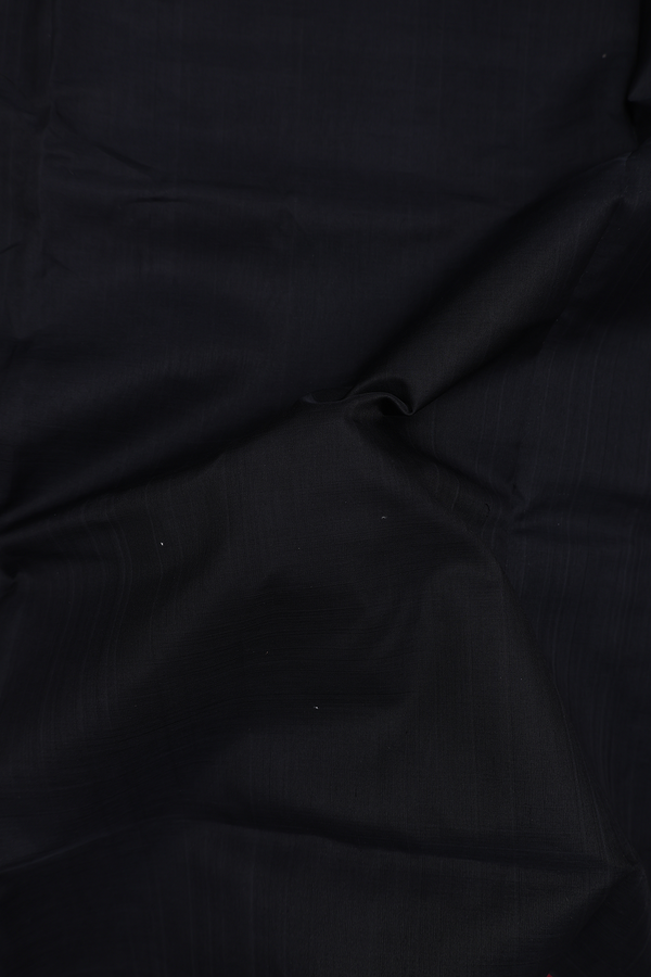 Traditional Silk Cotton Saree In Black With Contrast Border