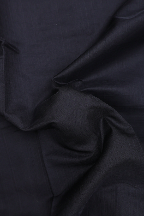 Traditional Silk Cotton Saree In Black With Peacock Border