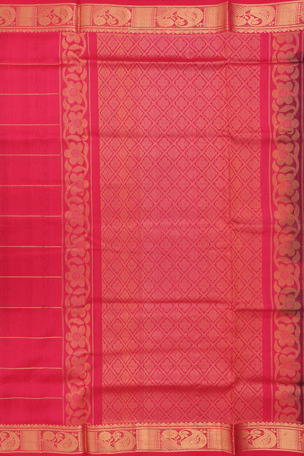 Traditional Silk Cotton Saree In Blue With Checks Design