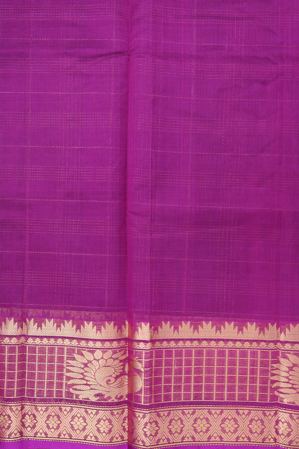 Traditional Silk Cotton Saree In Blue With Checks Design