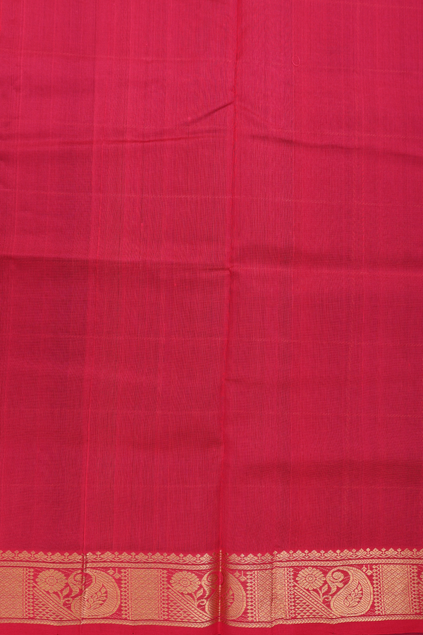 Traditional Silk Cotton Saree In Blue With Checks Design