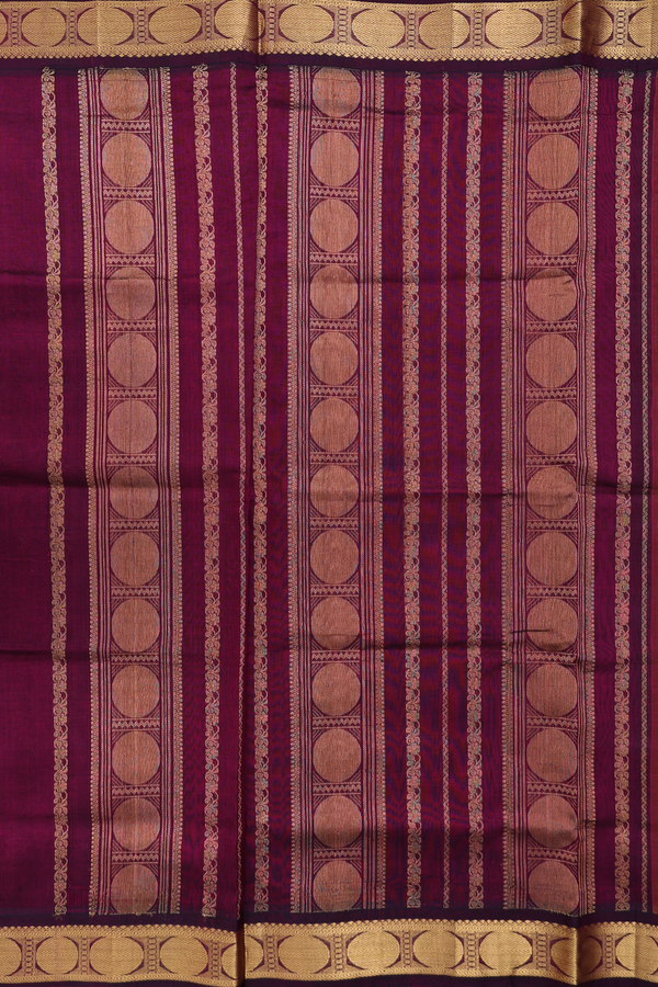 Traditional Silk Cotton Saree In Tan Brown With Checks Design