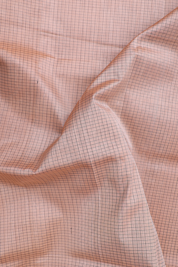 Traditional Silk Cotton Saree In Brown With Checks Design