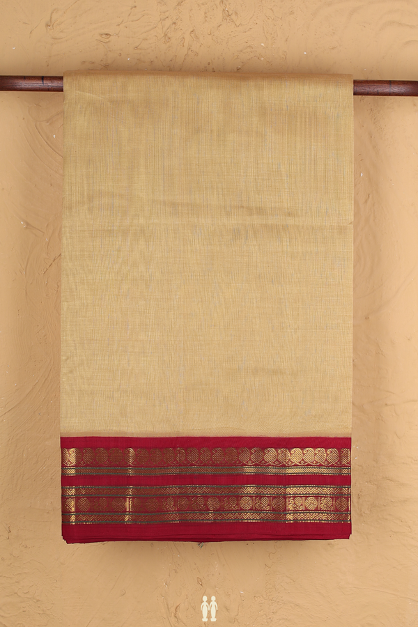 Traditional Silk Cotton Saree In Brown With Contrast Border