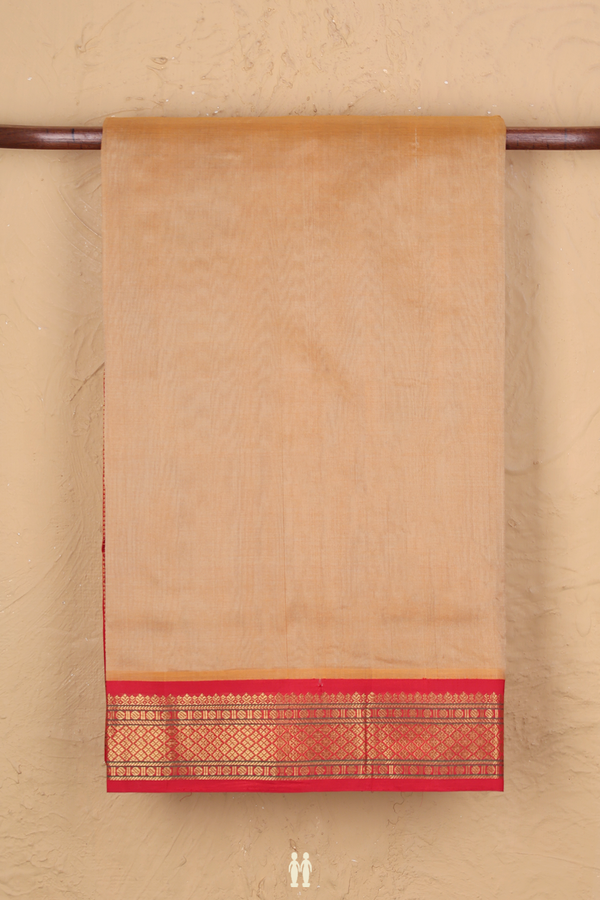 Traditional Silk Cotton Saree In Brown With Contrast Border