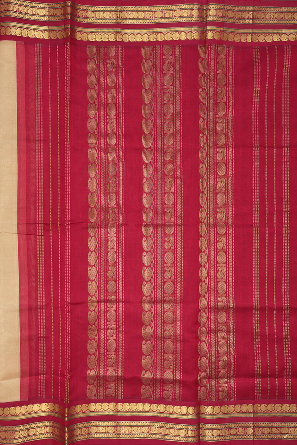 Traditional Silk Cotton Saree In Brown With Contrast Border