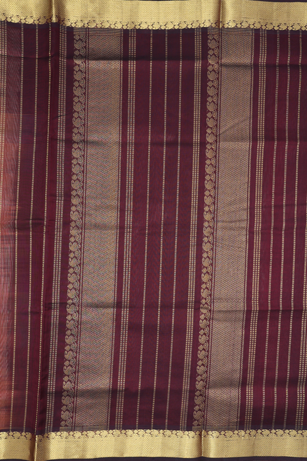 Traditional Silk Cotton Saree In Brown With Paisley Buttas