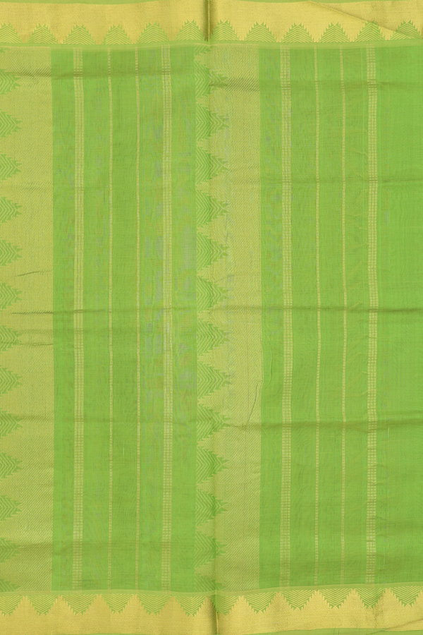 Traditional Silk Cotton Saree In Brown With Temple Buttas