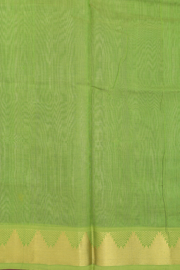 Traditional Silk Cotton Saree In Brown With Temple Buttas