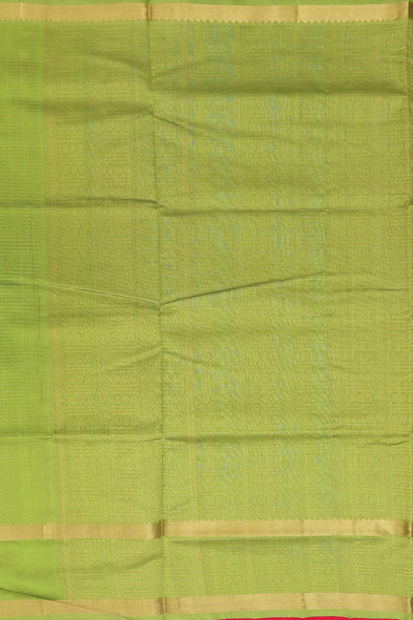 Traditional Silk Cotton Saree In Chilli Red With Checks Design