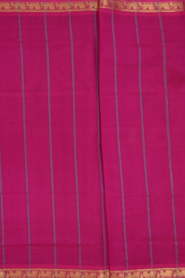 Traditional Silk Cotton Saree In Deep Purple With Zari Border