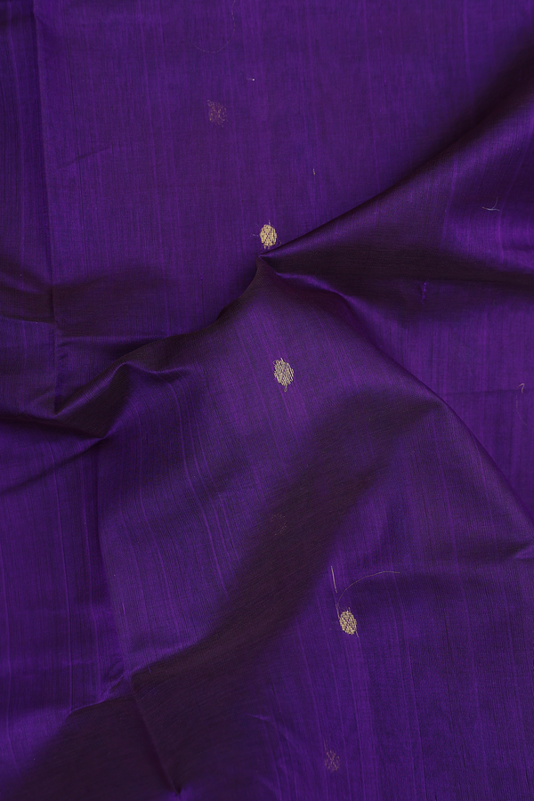 Traditional Silk Cotton Saree In Royal Purple With Zari Buttas