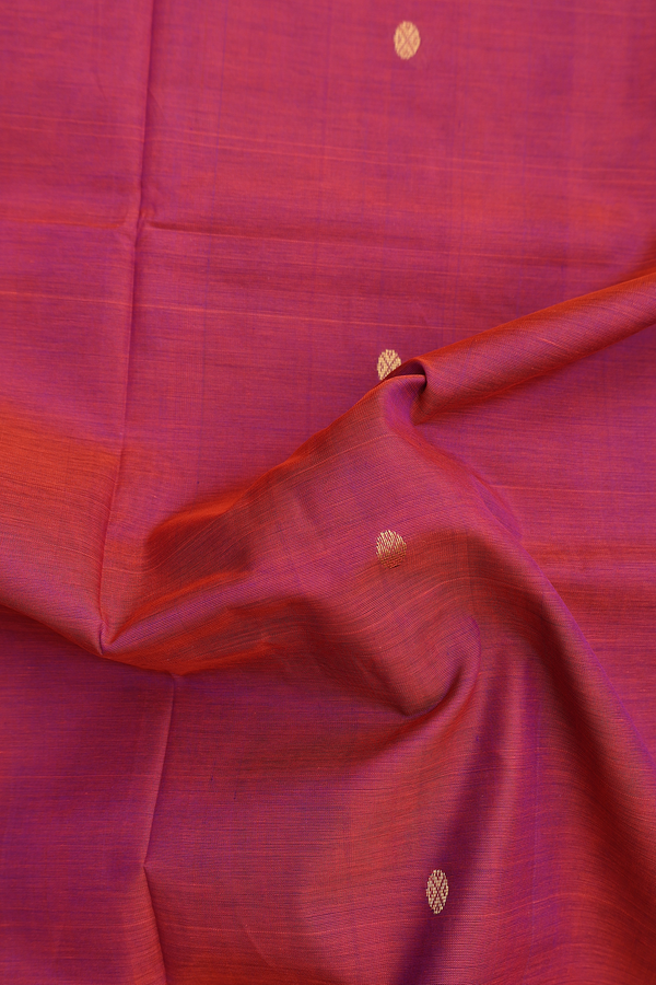 Traditional Silk Cotton Saree In Dual Tone With Zari Buttas