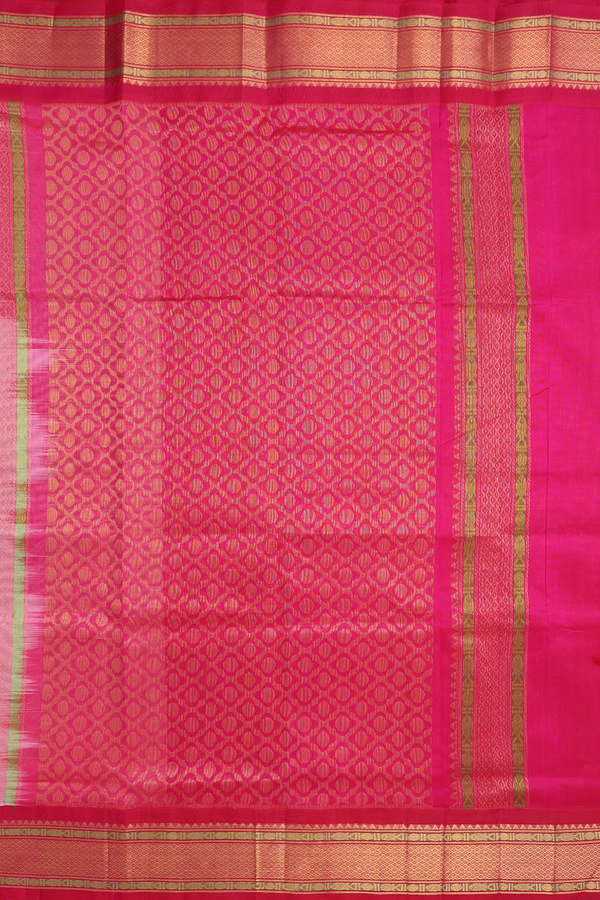 Traditional Silk Cotton Saree In Egg White With Rudraksh Buttas