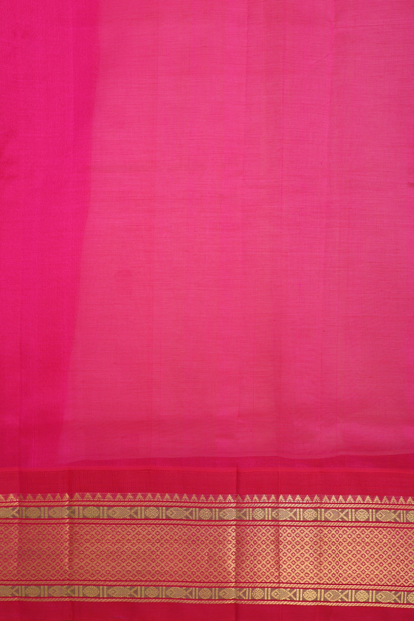 Traditional Silk Cotton Saree In Egg White With Rudraksh Buttas