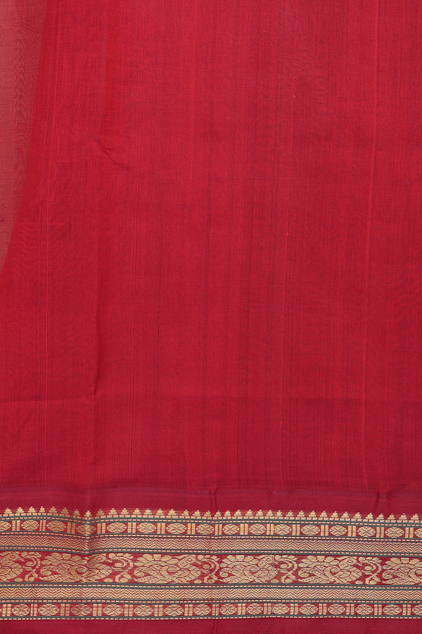 Traditional Silk Cotton Saree In Green With Checks Design