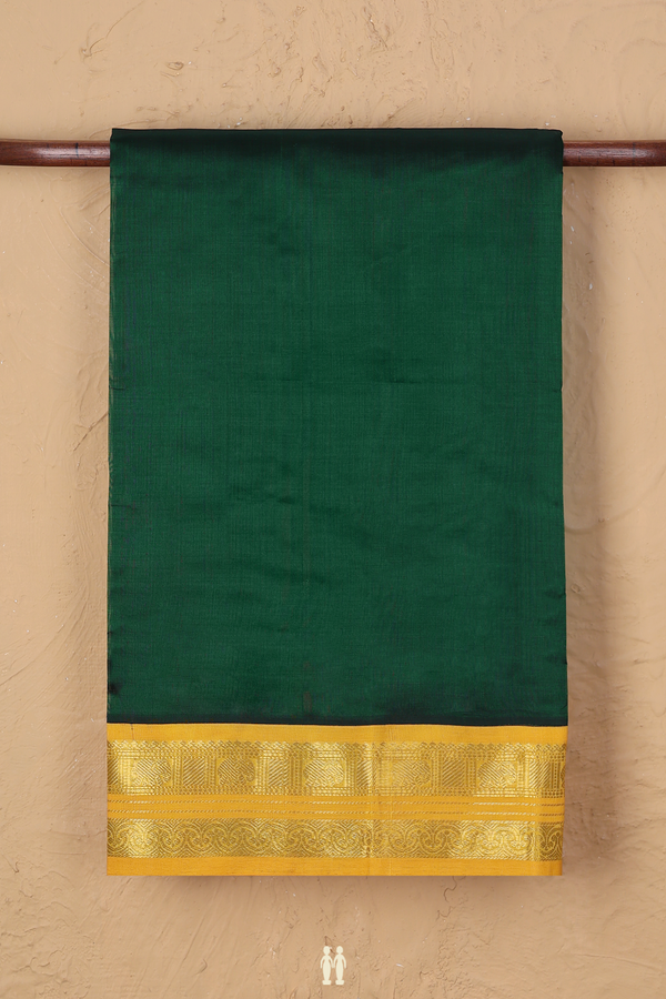 Traditional Silk Cotton Saree In Green With Contrast Border