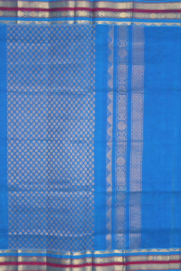 Traditional Silk Cotton Saree In Green With Contrast Border