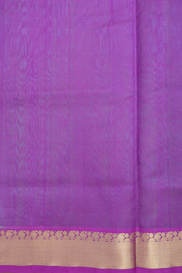 Traditional Silk Cotton Saree In Green With Chevron Border
