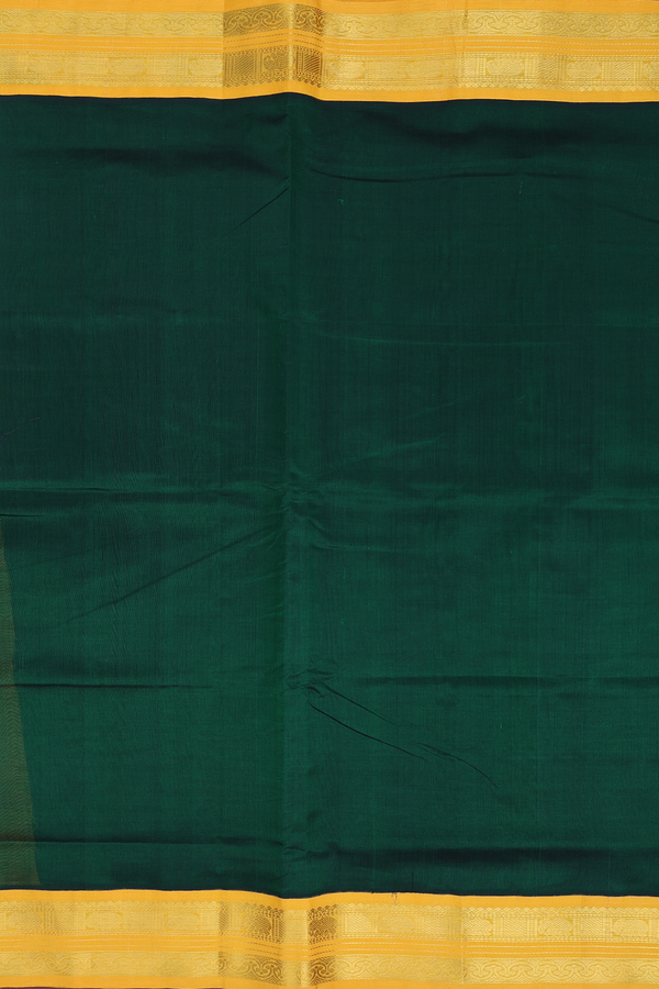 Traditional Silk Cotton Saree In Green With Contrast Border