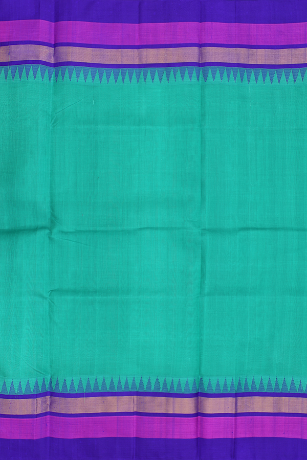 Traditional Silk Cotton Saree In Green With Contrast Border