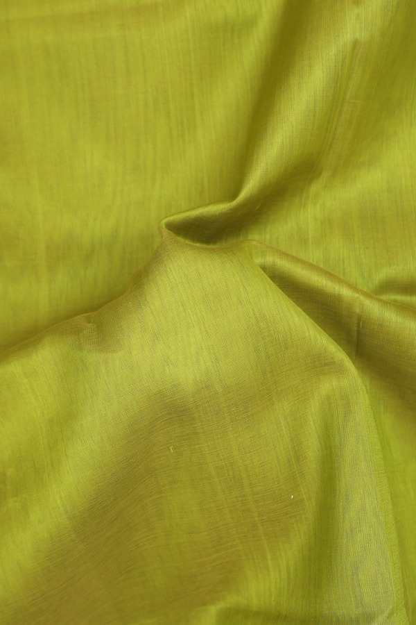 Traditional Silk Cotton Saree In Green With Contrast Border